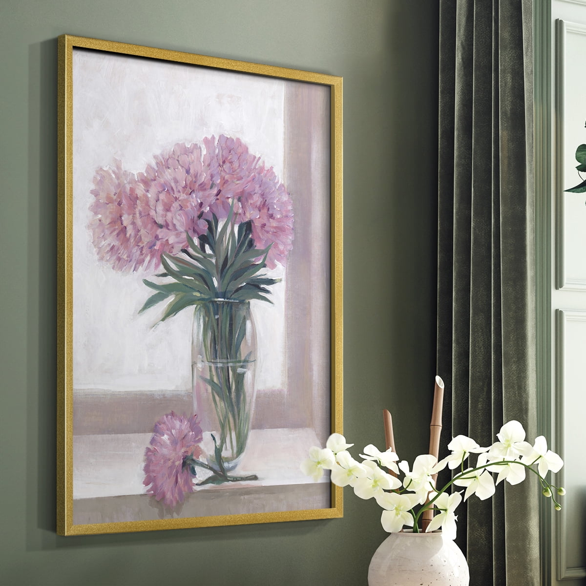 Windowsill Floral I Framed Print - Solid Wood in Single Picture Frame Solid Wood 2 Framed Print