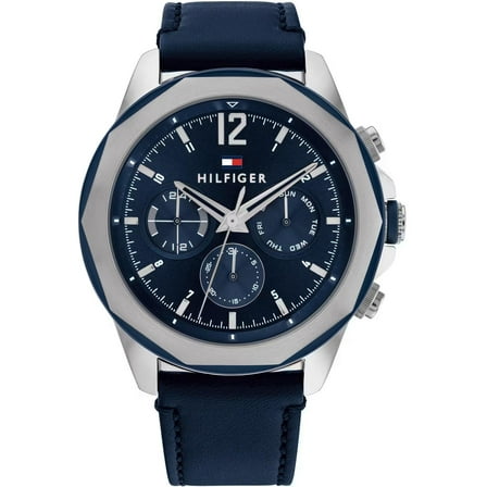 Tommy Hilfiger 1792063 Men's Blue Multifunction Analog Watch Blue Leather Strap