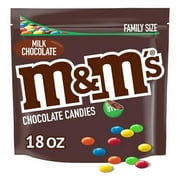 M&M'S Milk Chocolate Candy, Family Size, 18 oz Resealable Bulk Candy Bag