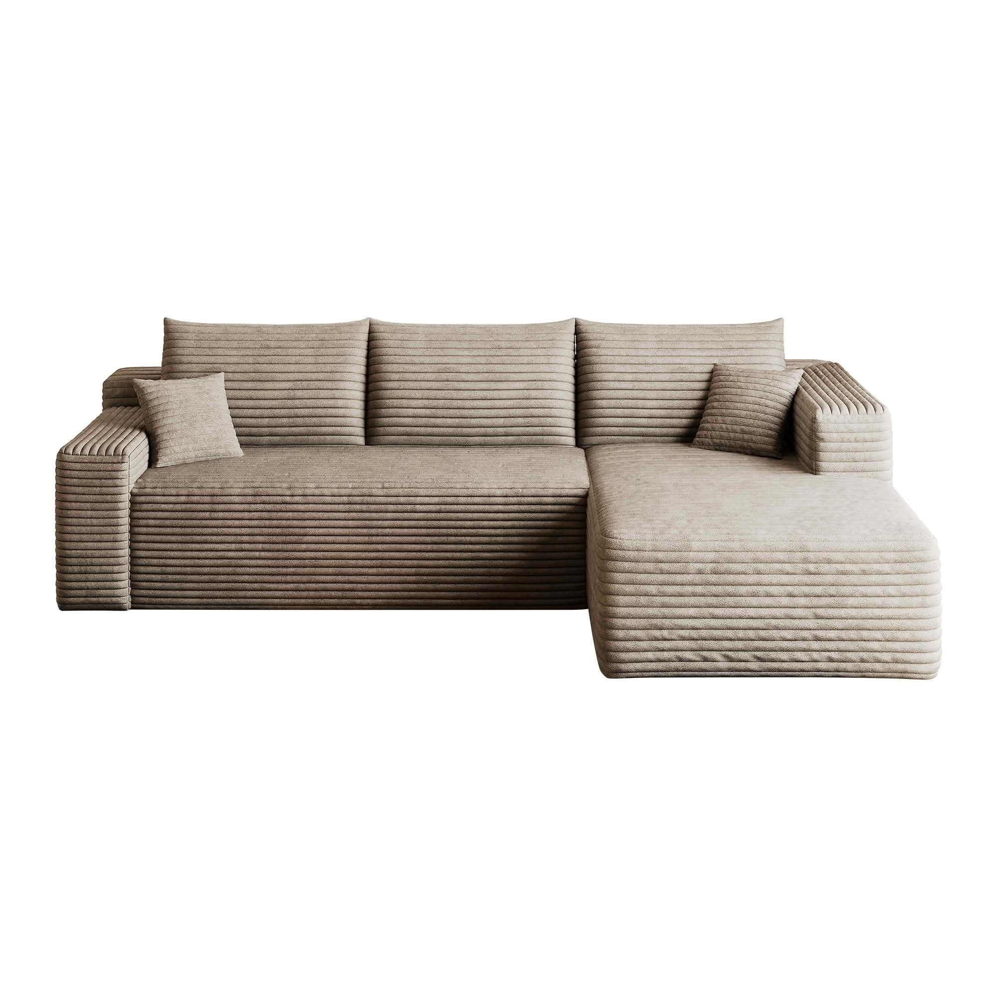 MAYEERTY 95 Inch L‑Shaped Cloud Sectional Sofa, Modern Minimalist Deep‑Seat Corner Couch, Plush Corduroy Upholstered Reversible Sofa, No‑Assembly Required for Living Room Bedroom Apartment