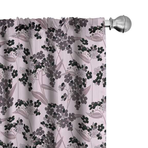 Ambesonne Flower Curtains, Abstract Forget Me Not, Pair of 28"x84", Pale Pink Black Taupe