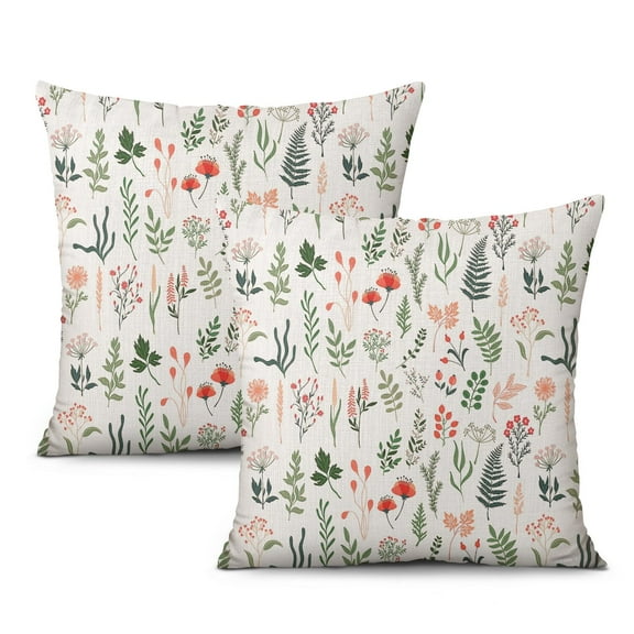 Fresh Garden Pillow Covers 16x16 Inch Linen Decorative Square Throw Pillow Covers for Home Sofa Bedroom Outdoor Indoor