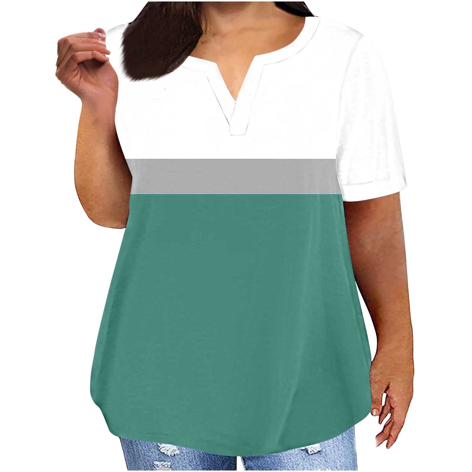 Fashion Tops for Women Trendy Summer Womens Blouses for Work Professional Plus Size Grey Shirts for Women Dressy Casual Plus Yoga Tops Women Built In Bra Letter Print Tee