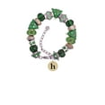 thumbnail image 2 of Goldtone Disc 1/2'' Initial - h - Green Christmas Bead Bracelet, 2 of 4