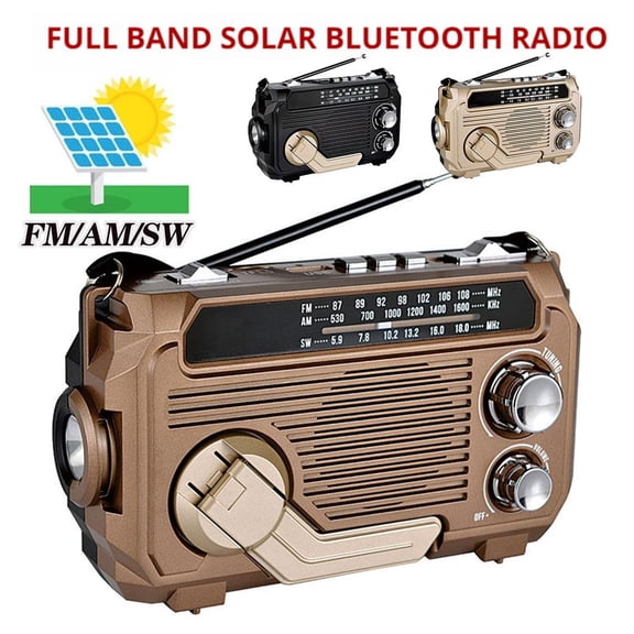 QHUDLV Solar Hand Crank Radio,Emergency Bluetooth Speaker,Flashlight Phone Charger for Outdoor