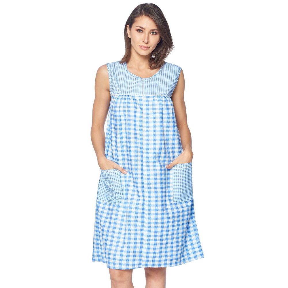 Casual Nights Casual Nights Women's Zipper Front House Dress