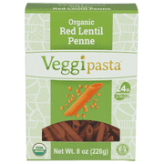 Veggipasta Organic Red Lentil Penne, 8 oz (Pack of 6) - Organic Lentil - Gluten Free Pasta- Plant Based and Non GMO
