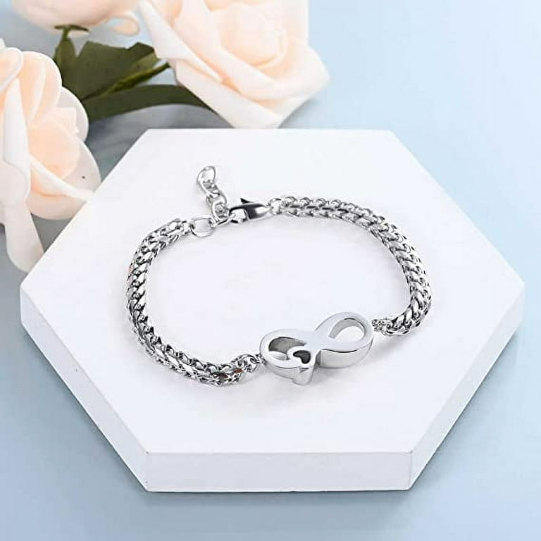 Crystal Heart Bracelet Urn Bracelet for Ashes Jewelry for Women Girls Cremation Link Memorial Bracelet Heart Locket Cremation Bracelet Ashes Holder