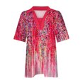 thumbnail image 5 of Tops Cortos para las Mujeres Blusas Impresas Manga Corta Turndown Collar Camiseta, Tops de Blusa para las Mujeres Casual, 5 of 5