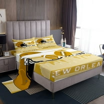 Erosebridal Sport New Orleans Rugby Sheet Set Twin,Ball Game Bedding Sets Twin Size,Football Room Decorative,Breathable,3pcs