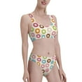 thumbnail image 2 of Fotbe Colorful Donuts Women's High Waisted Bikini Tankini Sets Two Piece Bathing Suits High Cut Scoop Neck Swimsuit-XX-Large, 2 of 8