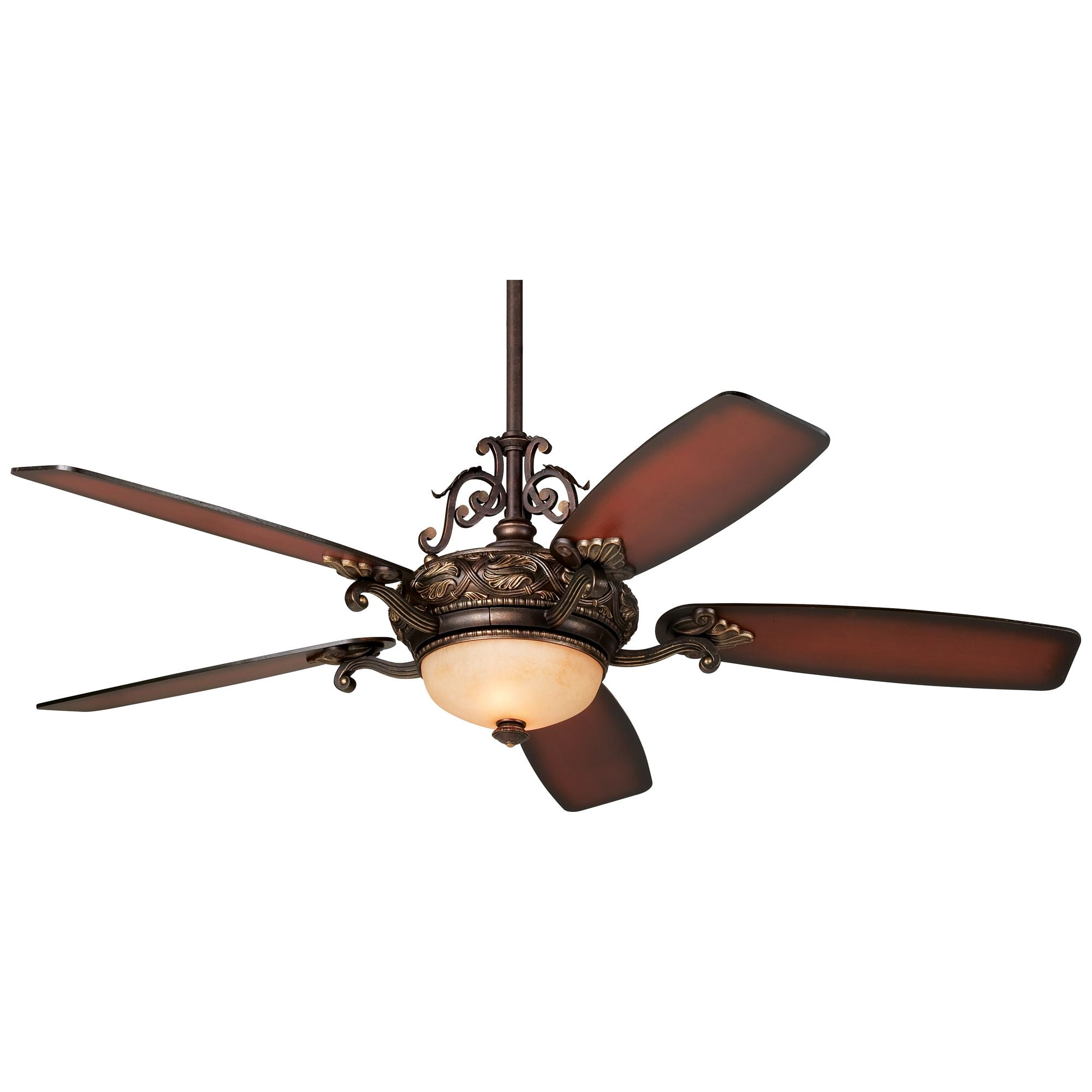 Casa Vieja 56" Casa Esperanza Indoor Ceiling Fan 5 Blade LED Light Remote Control Bronze Gold Motor Teak Finish Blades Bedroom