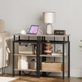 thumbnail image 2 of End Table with Charging Station, Set of 2, Side Table with USB Ports and Outlets, Small Nightstand with 3-Tier Storage Shelf, Bedside Table for Small Spaces, Greige and Black, 2 of 18
