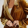 thumbnail image 4 of Lindreshi Shackets for Women with Pockets Women's Gold Velvet Long Sleeved Top Suit Coat Long Sleeved Hoodless Casual Coat/jacket Suit Coat, 4 of 5
