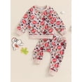thumbnail image 4 of Aojekbee Baby 2Pcs Fall Outfits Long Sleeve Leaf Football Print Sweatshirt and Pants Set Toddler Clothes, 4 of 10