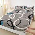 thumbnail image 5 of Castle Fairy Abstract Overlap Ring Queen Sheets 4 Pieces,Minimalist Hollow Circle Graphic Queen Sheet Sets,Black White Sky Blue,1 Flat Sheet, 1 Fitted Sheet and 2 Pillowcases, 5 of 7