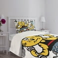 thumbnail image 5 of Ambesonne Fitness Quilted Bedspread Set 2 Pcs, Cartoon Cat Lifting, Twin Size, Multicolor, 5 of 6