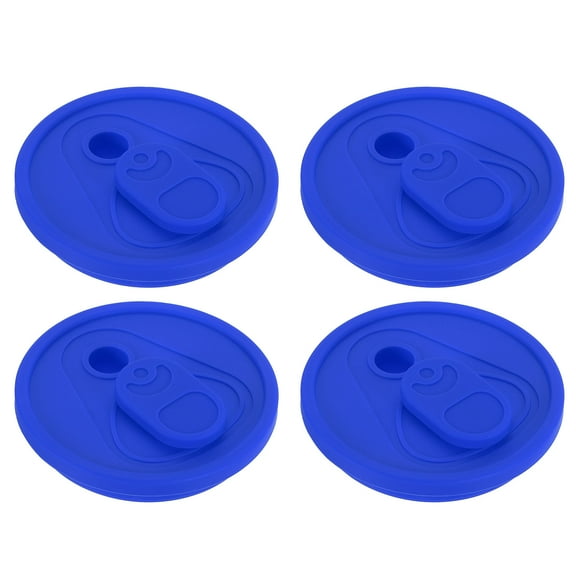 Uxcell 4 Pack Silicone Lids for Glass Cups, 2.76 Inch Silicone Cup Lids for Beer Can Cups Reusable Replacement Canning Lids for Beer Can Iced Coffee Juice Cups, Dark Blue