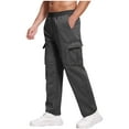 thumbnail image 3 of Chiccall Fleece Lined Cargo Pants for Men Casual Straight Leg Outdoor Hiking Pants Workout Joggers Pants with Multi-Pockets, 3 of 4