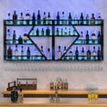 thumbnail image 2 of Pikysailed 59in Modern Wall Mounted Wine Rack w/ LED Light, Metal Bar Shelves Wall Mounted w/ Glass Holder, Large Liquor Shelf  for Kitchen & Dining Room, 2 of 7