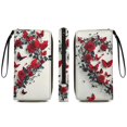 thumbnail image 2 of Womens Wallet Bifold Ladies Cluth Bag Wristlet Wrist Strap Long Purse Red Butterfly Wreath Design, 2 of 6