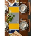 thumbnail image 2 of Table Runner Dresser Scarves 70 Inch Long, Minimalist Gray Yellow Blue Color Block Linen Dining Table Runners Geometric Wavy Stripe Tabletop Scarf for Wedding Holiday Party Kitchen, 2 of 7