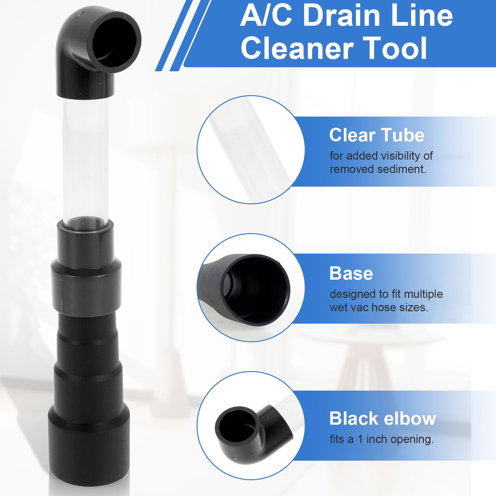 Vacuum Hose to PVC Pipe Adapter Universal AC Drain Lines Vacuum Hose Adapter Quick Connect HVAC Drain Line Cleaner Tool Vacuum Hose Wet Vac Attachment for HVAC
