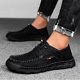 thumbnail image 5 of Mens Lace-up Loafers Fashion Casual Leather Shoes Non-slip Driving Shoes Lightweight Comfortable Walking Shoes Black 10 UK, 5 of 6