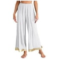 thumbnail image 4 of iiniim 2pcs Women Liturgical Praise Dancewear Long Sleeve Metallic Color Irregular Hem Worship Dress Wide Leg Pants Burgundy White S, 4 of 7