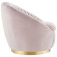 thumbnail image 6 of Maklaine Upholstered Performance Velvet Swivel Chair in Gold/Pink, 6 of 7