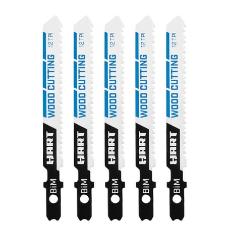 HART 5-Piece 12 Teeth-per-Inch Bi-Metal Jigsaw Blades