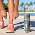 thumbnail image 2 of 20oz Red Mushroom Leaf Green Pattern Skinny Tumblers Stainless Steel Tumbler with Lid and Straw,Vacuum Insulated Double Wall Travel Tumbler Cups with Cleaning Brush for Coffee,Tea, 2 of 6