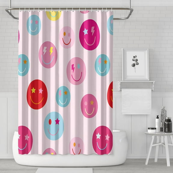 Cute Cartoon Shower Curtain - Fun Playful Kawaii Kids Bathroom Decor with Rainbow Animals, 72x72 Inch Waterproof Quick-Dry Polyester Fabric, Includes 12 Hooks