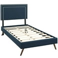 thumbnail image 2 of Virginia Twin Fabric Platform Bed with Round Splayed Legs Azure, 2 of 6