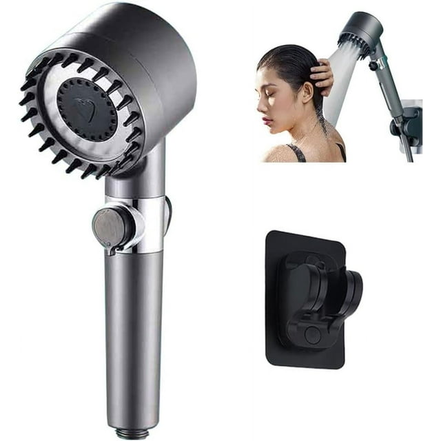 HOOFUN Shower Head Ducha de Masaje Multifuncional Alemana Ducha de Alta Presión de 3 Modos, Cabezal de Ducha de Mano de Alta Presión con Filtro de Algodón PP, Accesorios de Baño