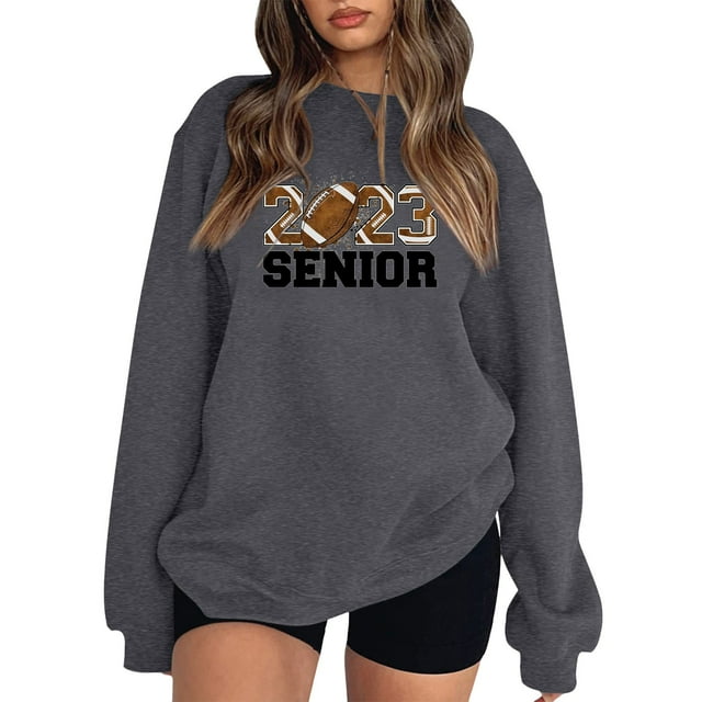 Bmisegm Chandail en Molleton Surdimensionné pour Femmes Imprimé Baseball Manches Longues Col Rond Chandail Décontracté Mode Chandail en Molleton Décontracté pour Femmes Gris TTG