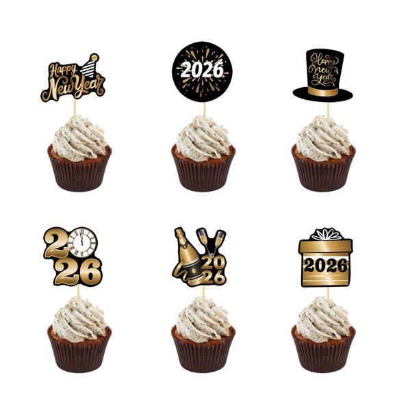 Decoración para cupcakes Foowztao, fiesta de feliz año nuevo 2026, 36 unidades