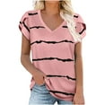 thumbnail image 1 of Camiseta de manga corta con cuello en V y estampado para mujer, camisetas holgadas informales de verano Pompotops  hkajfhjk465781, 1 of 7