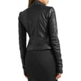 thumbnail image 3 of Womens Genuine Lambskin Black Leather Jacket Motorcycle Biker Leather Jacket W305, 3 of 4