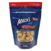 Mack's Ultra Soft Foam Earplugs, 10 Pair Bag - 32dB NRR, Comfortable Ear Plugs for Sleeping, Snoring, Travel, Concerts, Studying and Loud Noise | Made in USA