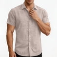thumbnail image 4 of Paiwinds Men's Linen Short Sleeve Shirt Casual Button Down Collar Shirt Solid Color Lightweight Summer Beach Shirts for Men, 4 of 9