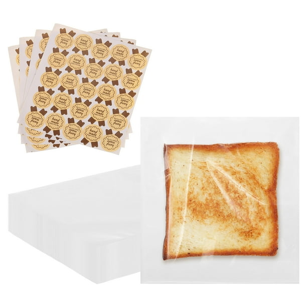 100pcs Bolsas de Panadería Sellables al Calor con Ventana 7.9 x 7.5 pulgadas Bolsas de Sándwich de Papel Kraft (Blanco)