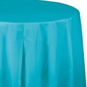 Touch of Color Plastic Tablecover, Octy Round, 82", Bermuda Blue, 1 Ct
