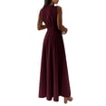 thumbnail image 3 of Franhais Women's Cocktail Long Maxi Dress Sleeveless Wrap V Neck Solid Color Slim Fit Party  Dress, 3 of 5