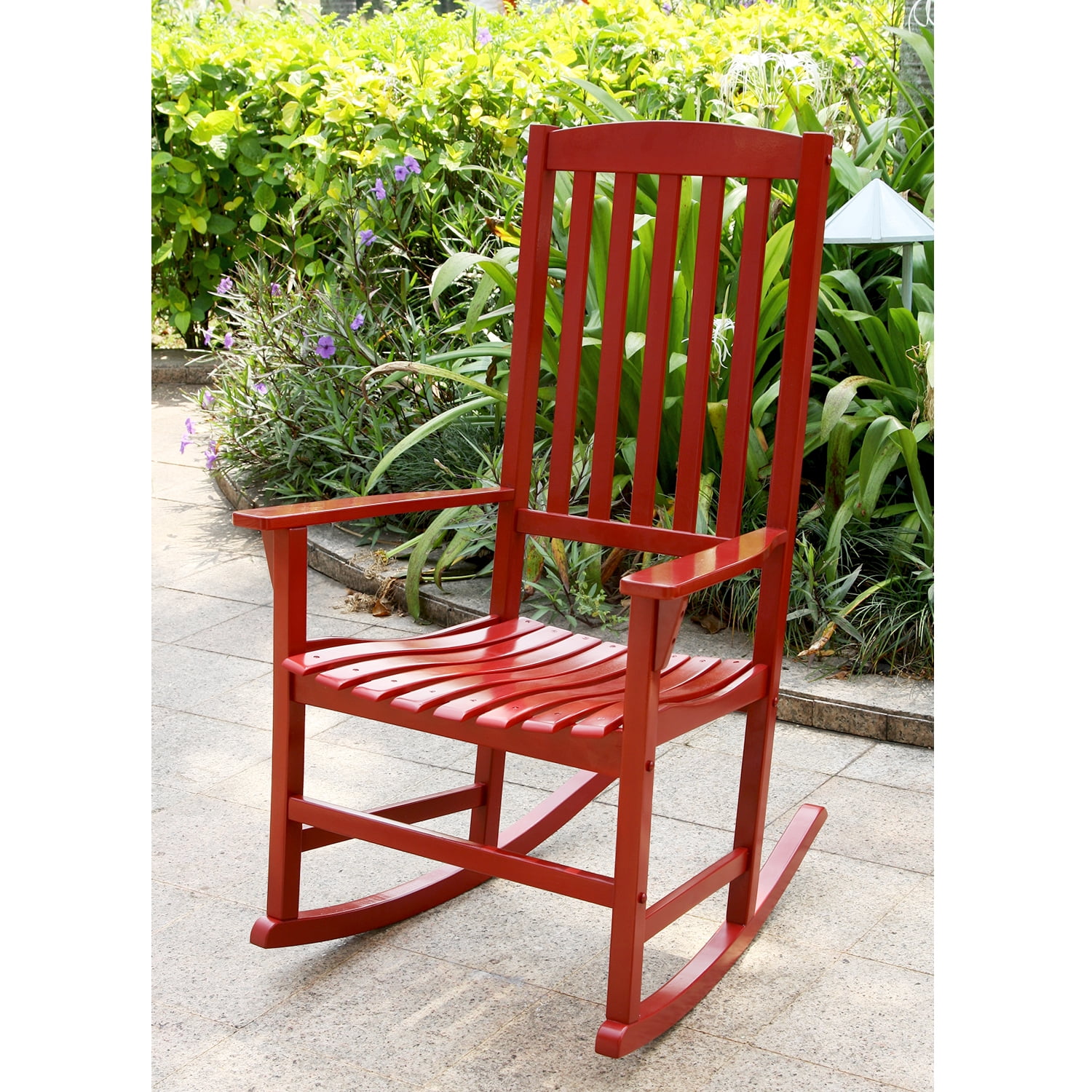 Alston Mahogany Wood Outdoor Porch Rocking Chair Red Walmart