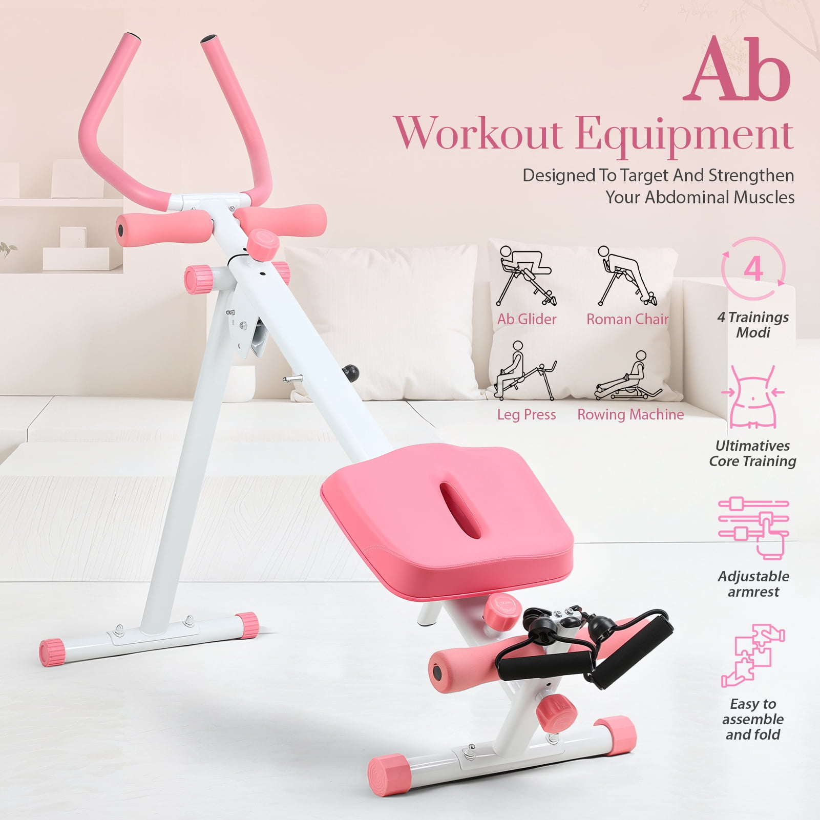 SHUO Y - Multi-Functional Rowing Machine, Home Gym Rowing Machines, Folding AB Workout Machine, Abdominal Rowing Fitness Equipment for Home Use, Max 120kg