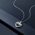 thumbnail image 3 of Gem Stone King 10K White Gold Black Sapphire and White Lab Grown Diamond Heart and Infinity Pendant Necklace for Women (1.11 Cttw, Round 5MM, with 18 inch Silver Chain), 3 of 4