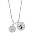 thumbnail image 1 of Delight Jewelry Silvertone Disc with Crystal Heart Silvertone Script Initial Disc - I - Charm Necklace, 20"+3", 1 of 4