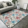 thumbnail image 3 of Area Rugs For Living Room Decor - Blue Flowers Paisley Soft Anti Slip Throw Washable Rugs 5x7 For Bedroom, Indoor Carpet For Bedroom Living Room 80x58In, 3 of 7