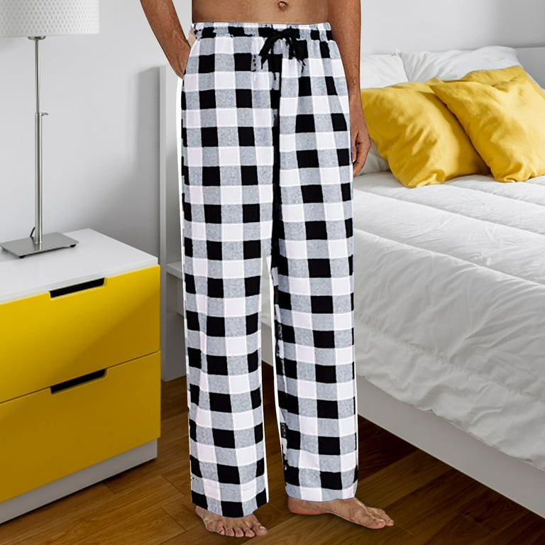 black cargo pants for men mens pajamas plaid pajama pants sleep long pant  with pockets soft pj bottoms classic home wear elastic waist 